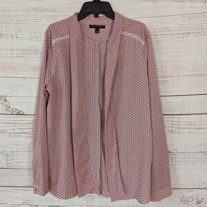 Banana Republic Cardigan Medium Red Black Geometric Open Front Duster Boho